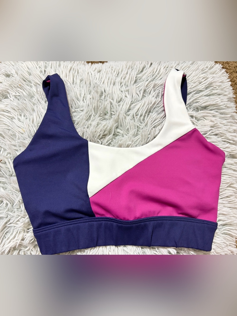 Wilo Colorblock Sports Bra - Magenta, Navy & White Size XS